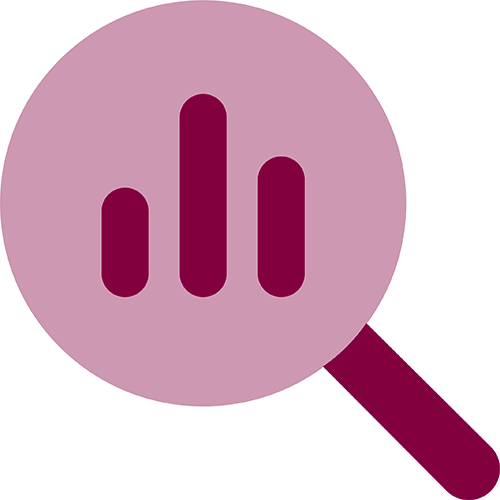 magnifying glass with graph inside icon