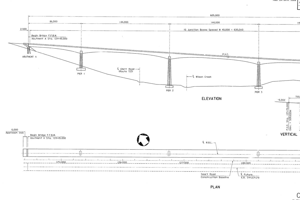 Blueprints for the Smart Road bridge