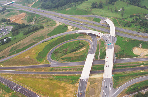 Aerial shot of a highway