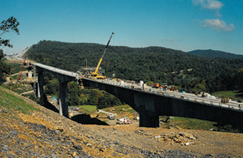 Construction on bridge