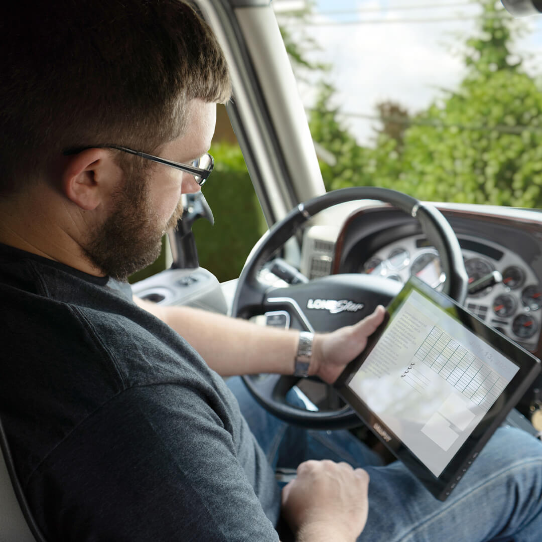 Driver checking electronic logging device