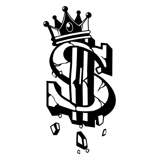 Concept of a tattoo - dollar sign with a crown