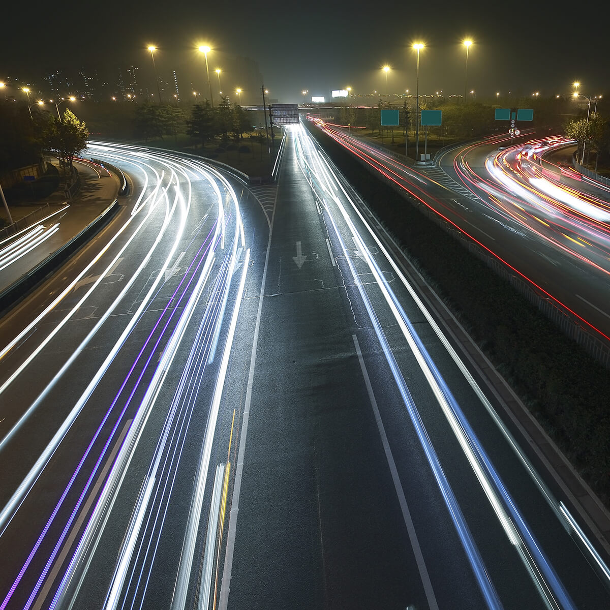 A highway at night