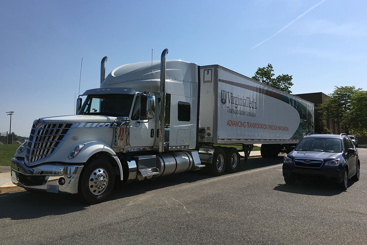 Tractor trailer and car