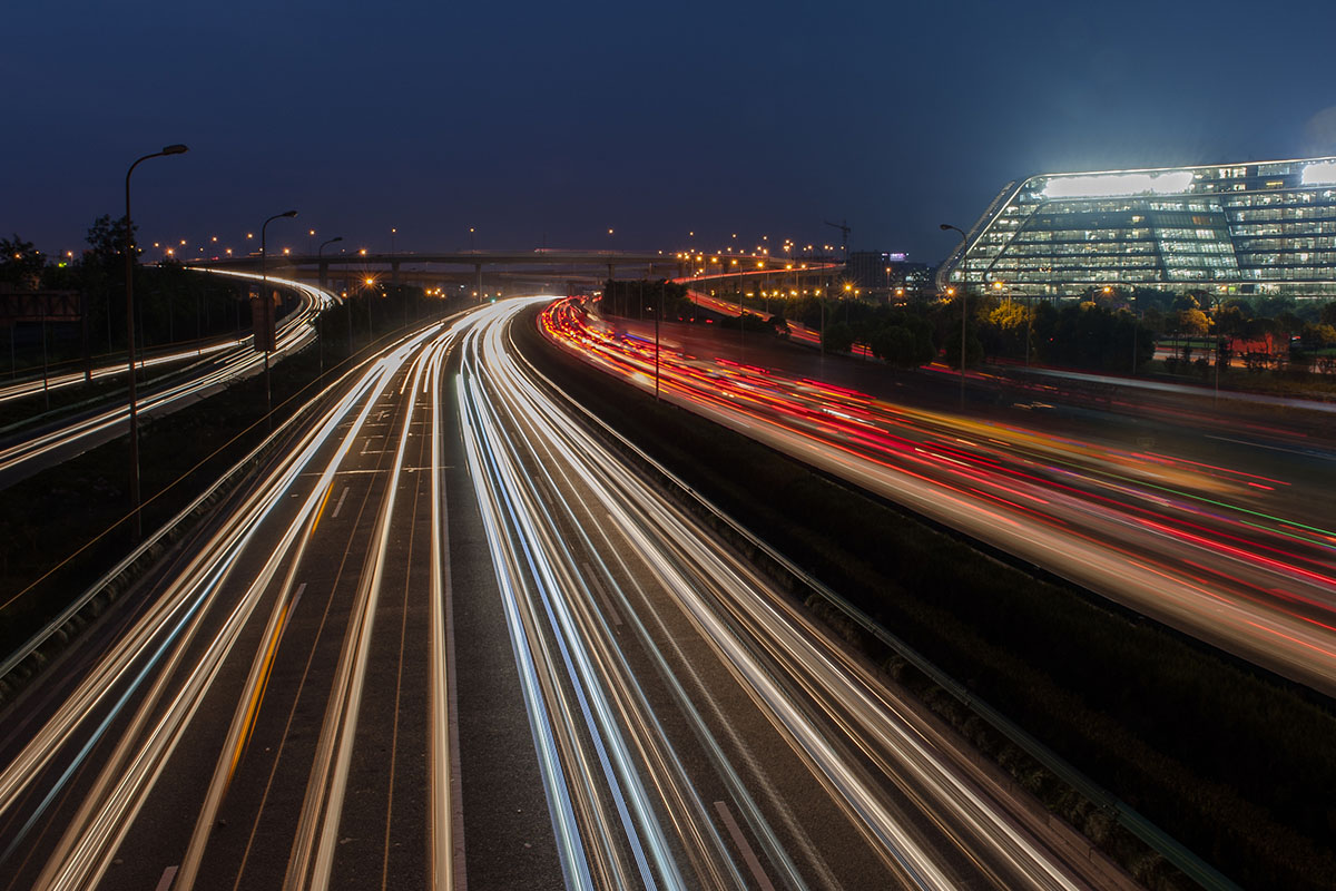 Roadway at night