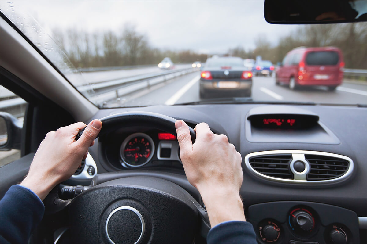 Driver point-of-view of highway