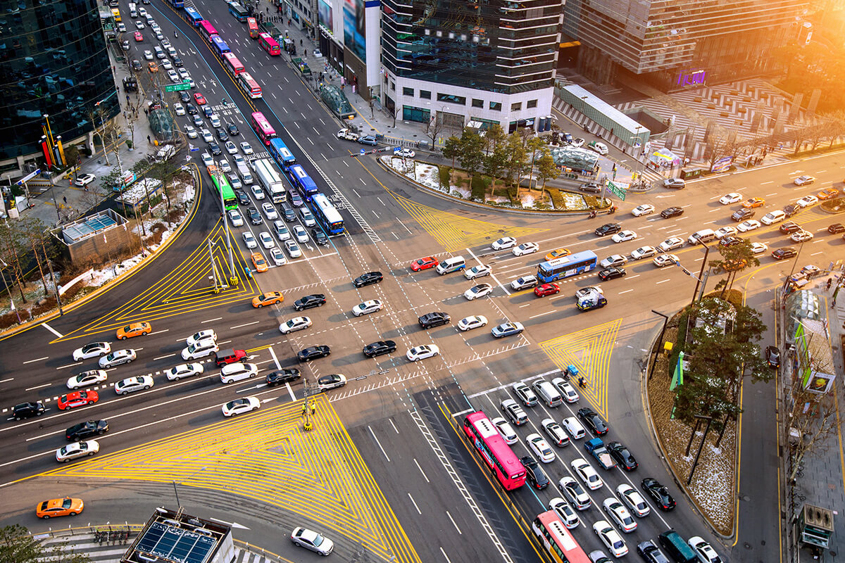 Aerial view of highway