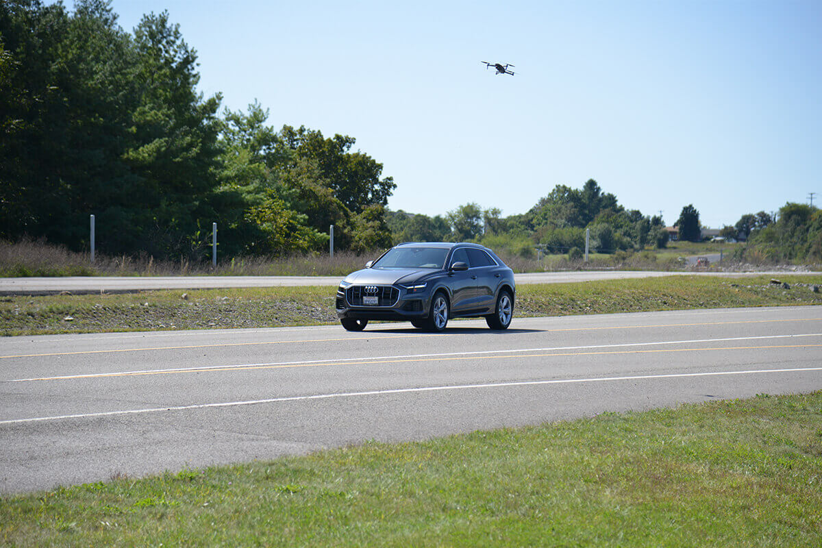 Drone with an SUV on the Smart Roads