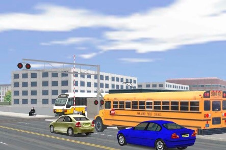Simulation of bus and cars on the roadway