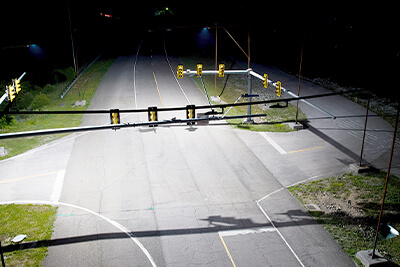 Lighting testing at the Virginia Smart Roads intersection